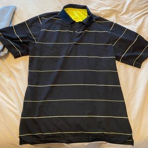 Black striped golf polo